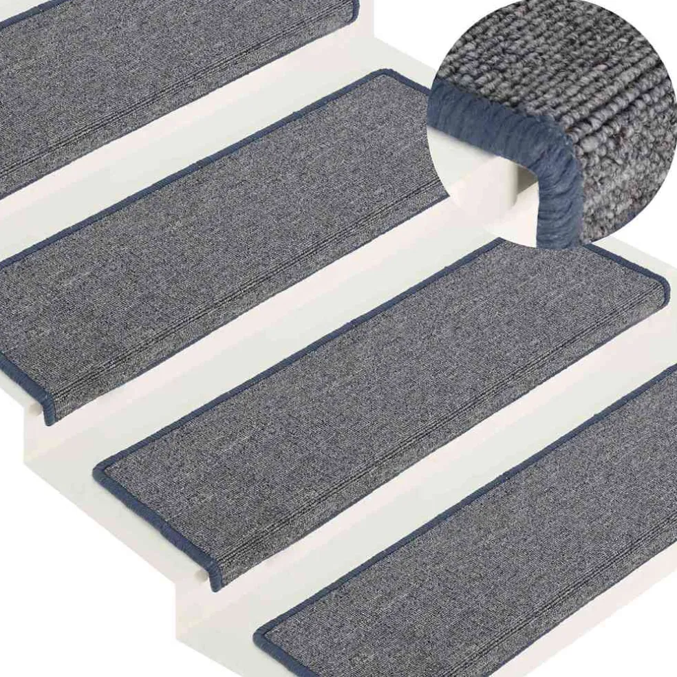 vidaXL Trapmatten 15 st 65x21x4 cm lichtgrijs en blauw