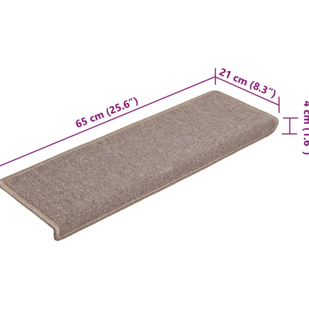vidaXL Trapmatten 15 st 65x21x4 cm lichtbruin met rechthoekige rand