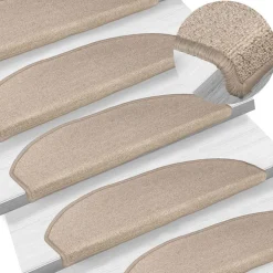 vidaXL Trapmatten 15 st 56 x 17 x 3 cm Non-Slip Taupe Vilt - 100% PP