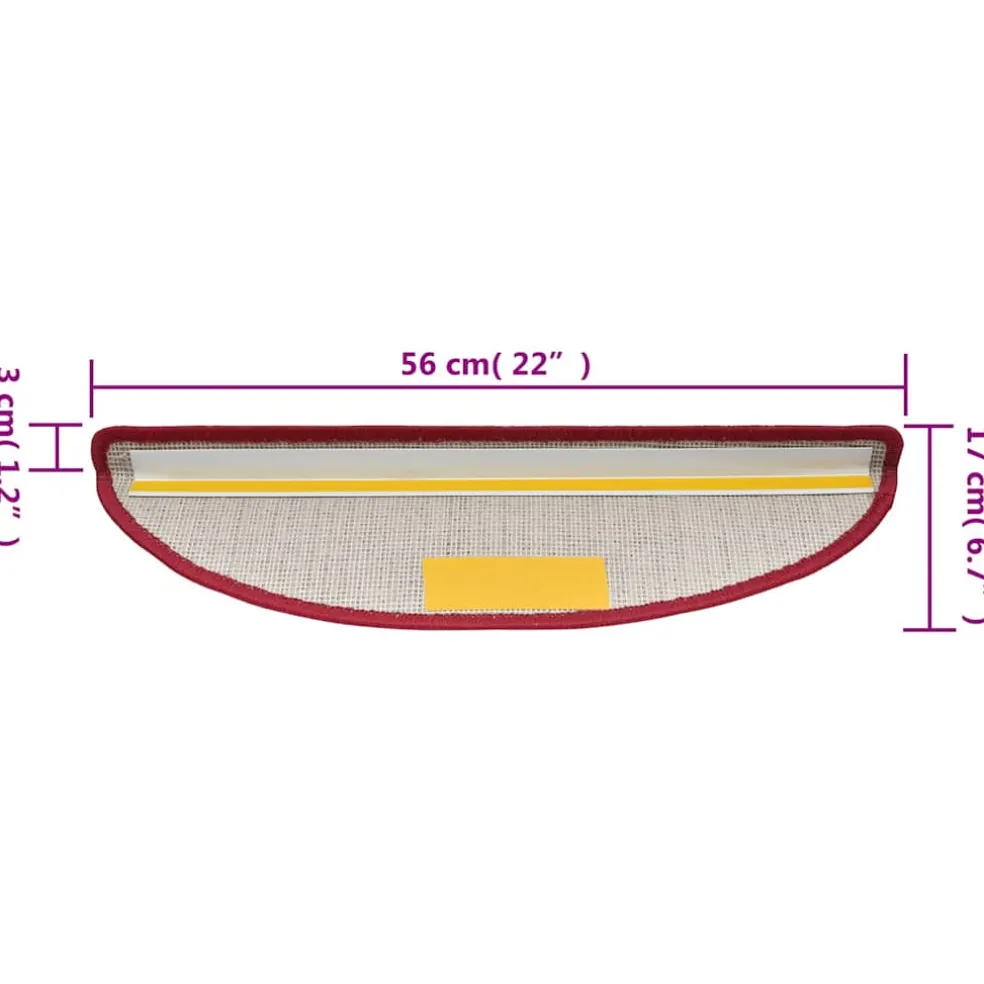 vidaXL Trapmatten 15 st 56 x 17 x 3 cm Non-Slip Rood Vilt - 100% PP