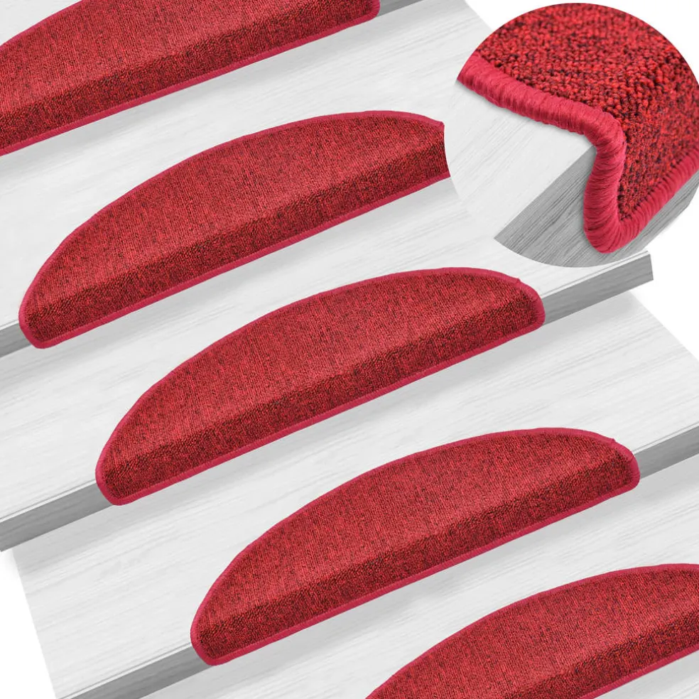 vidaXL Trapmatten 15 st 56 x 17 x 3 cm Non-Slip Rood Vilt - 100% PP