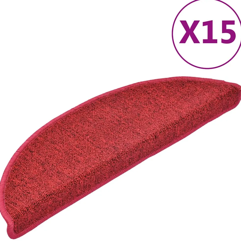 vidaXL Trapmatten 15 st 56 x 17 x 3 cm Non-Slip Rood Vilt - 100% PP