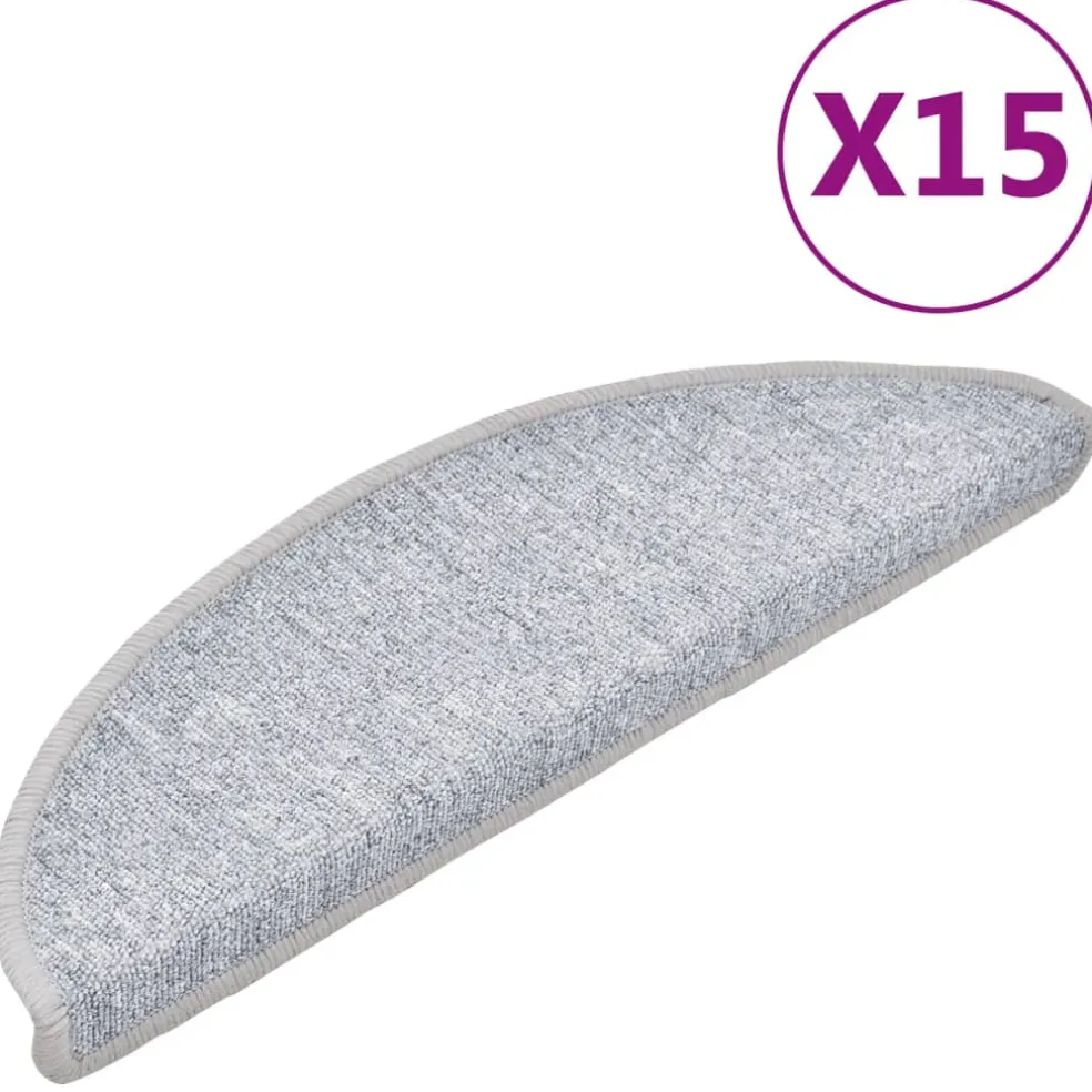 vidaXL Trapmatten 15 st 56 x 17 x 3 cm Non-Slip Lichtgrijs