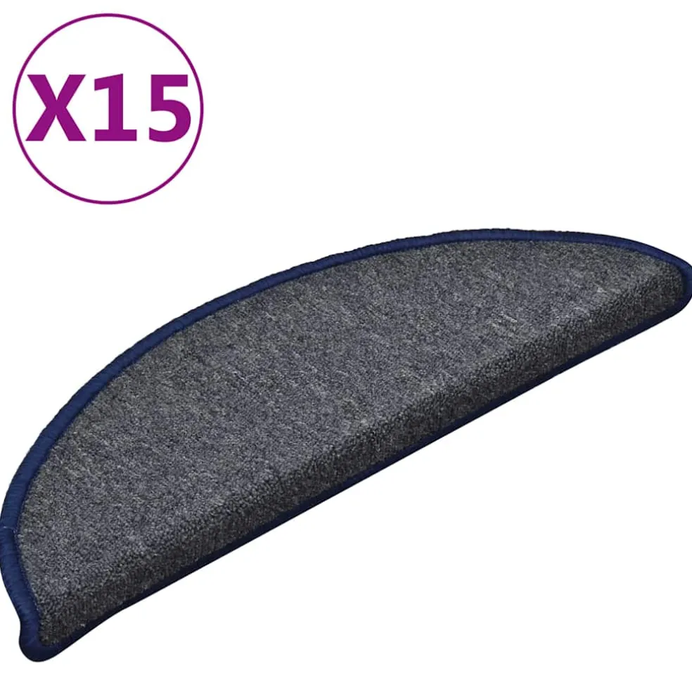 vidaXL Trapmatten 15 st 56 x 17 x 3 cm Non-Slip Lichtgrijs en blauw