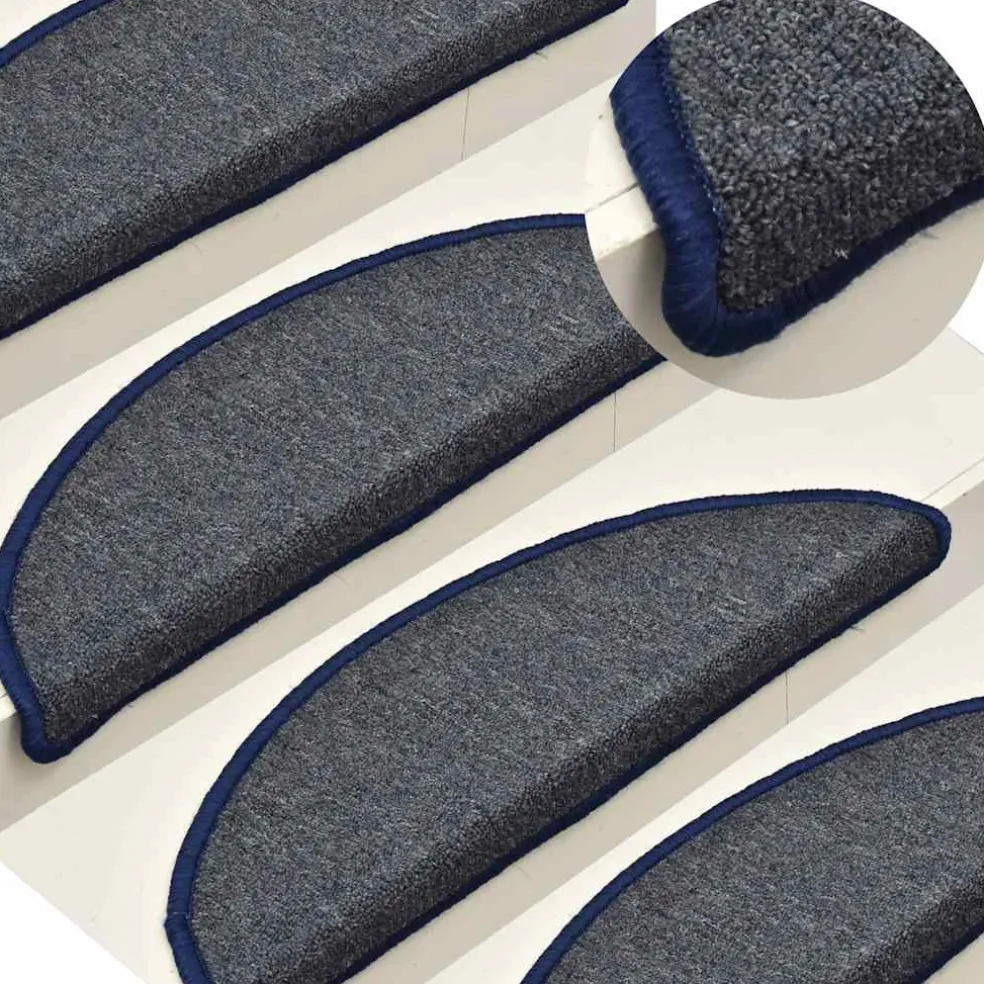 vidaXL Trapmatten 15 st 56 x 17 x 3 cm Non-Slip Lichtgrijs en blauw