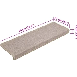 vidaXL Trapmatten 15 st 65x21x4 cm Taupe Rechthoekige Rand