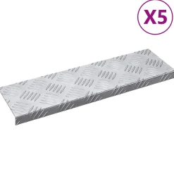 vidaXL Trapmatten 5 st 60 x 18 x 2,5 cm Zilver Aluminium Rechthoekig