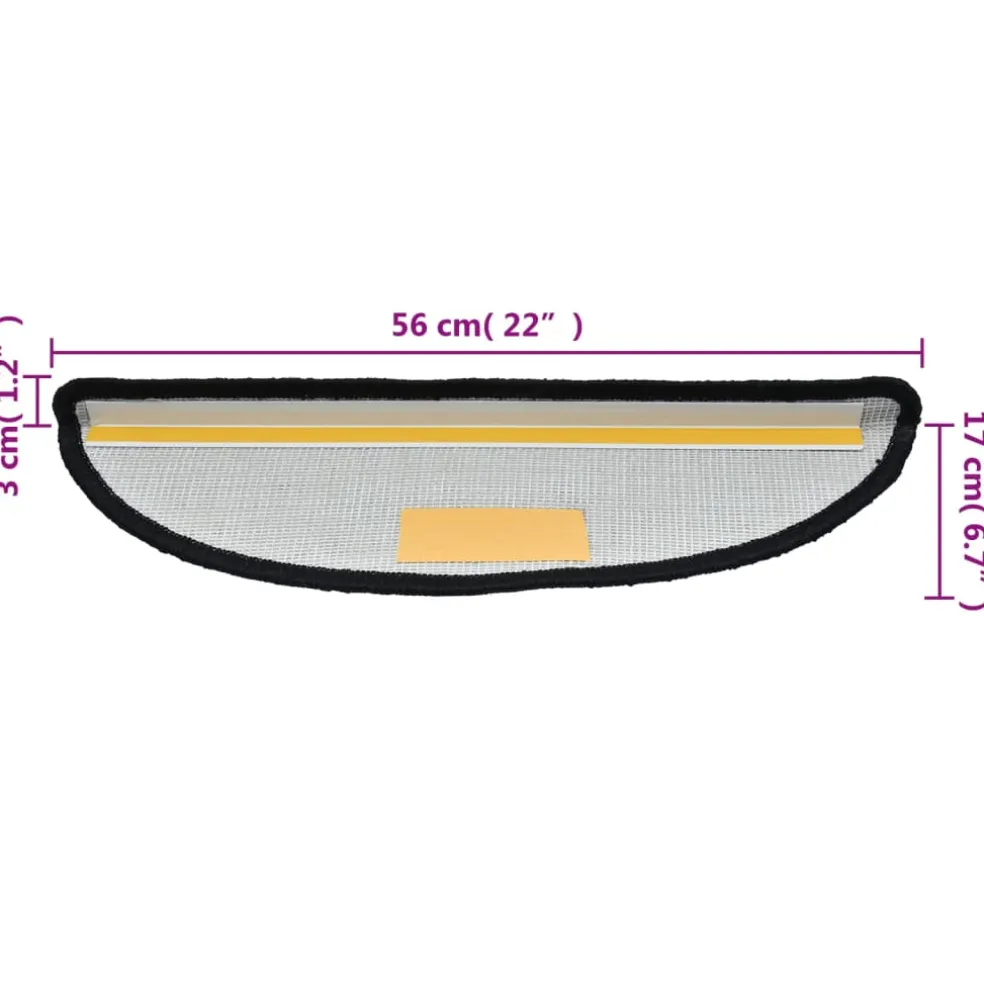 vidaXL Trapmatten 15 st 56x17x3 cm Zwart Halfrond