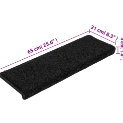 vidaXL Trapmatten 15 st 65x21x4 cm Zwart Rechthoekige Rand
