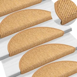 vidaXL Trapmatten zelfklevend 15 st sisal-look 56x17x3 cm lichtbeige