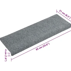 vidaXL Trapmatten zelfklevend 15 stuks 65x21x4 cm lichtgrijs met rechthoekige rand