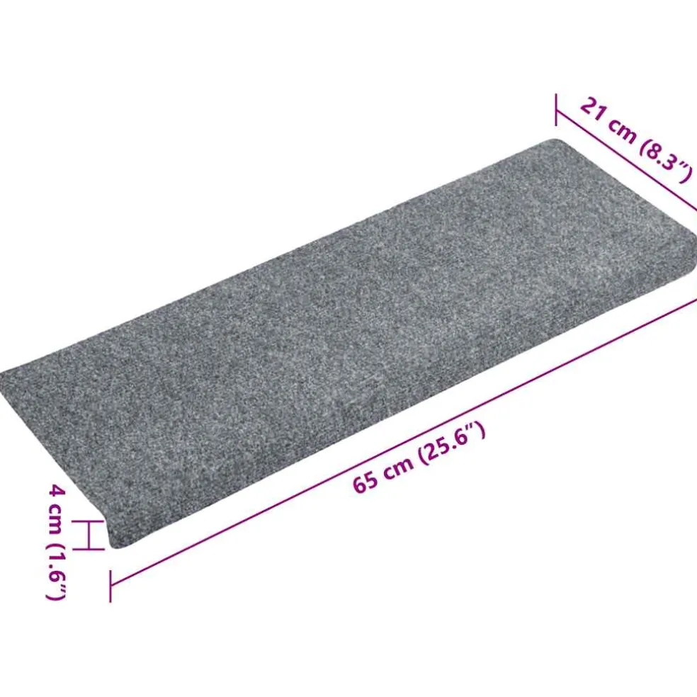 vidaXL Trapmatten zelfklevend 15 stuks 65x21x4 cm lichtgrijs met rechthoekige rand