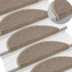vidaXL Trapmatten zelfklevend 15 st sisal-look 56x17x3 cm donkerbeige