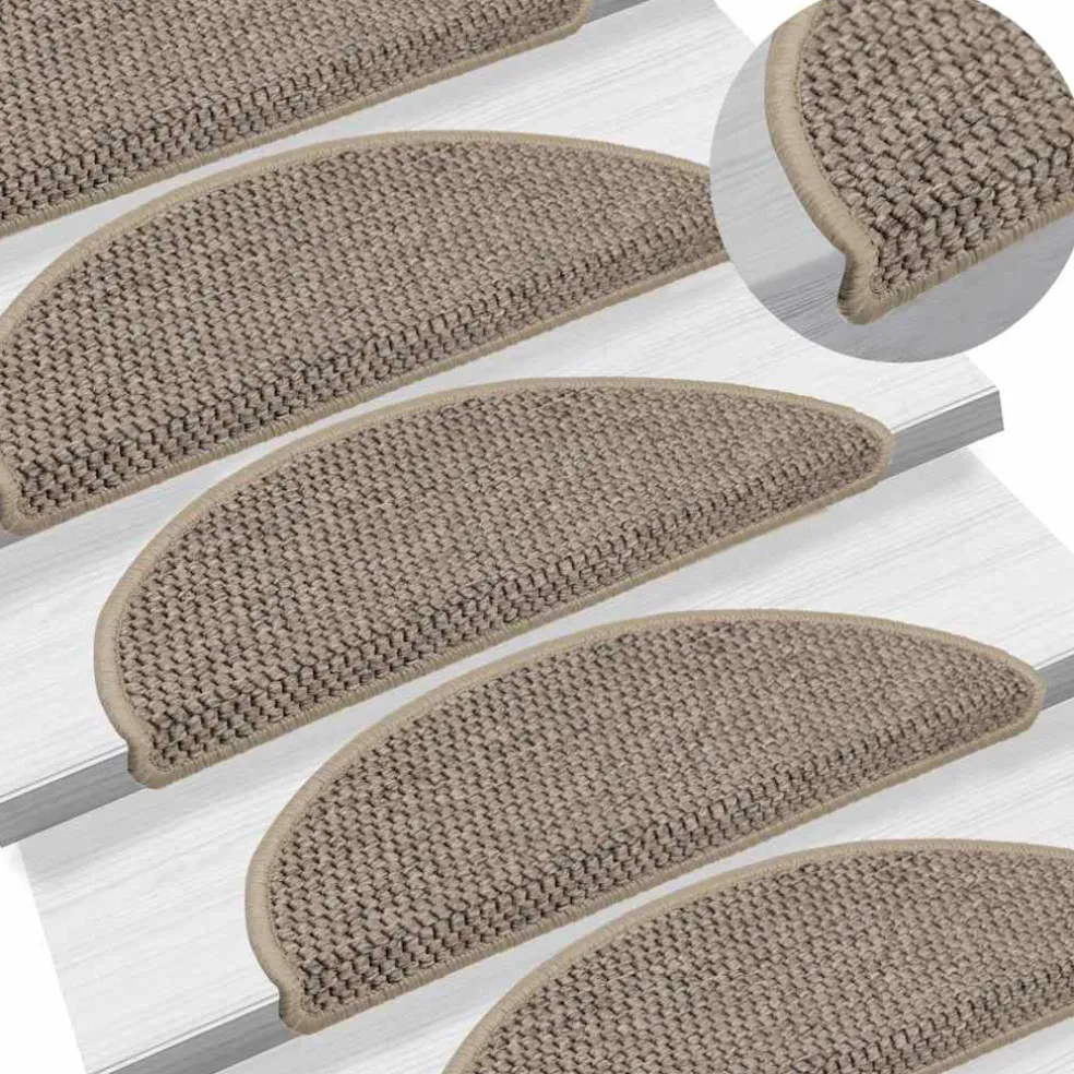 vidaXL Trapmatten zelfklevend 15 st sisal-look 56x17x3 cm donkerbeige