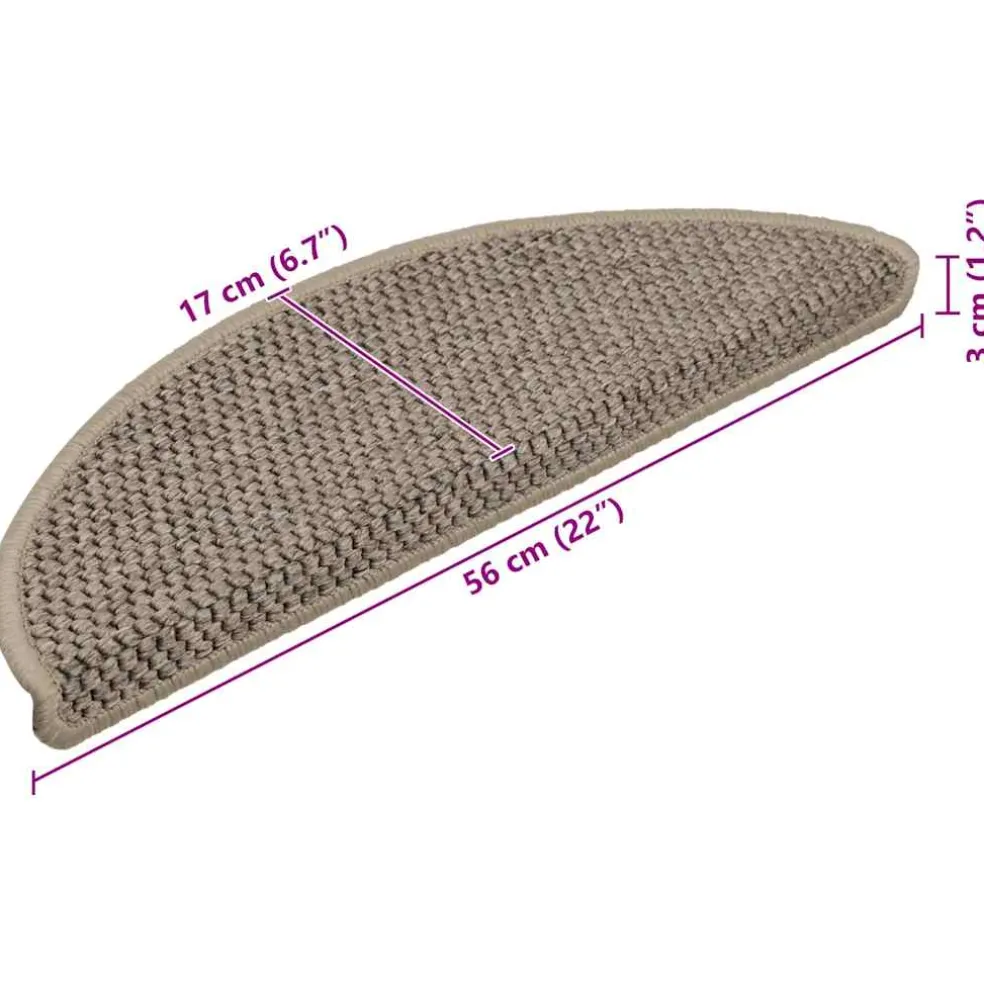 vidaXL Trapmatten zelfklevend 15 st sisal-look 56x17x3 cm donkerbeige