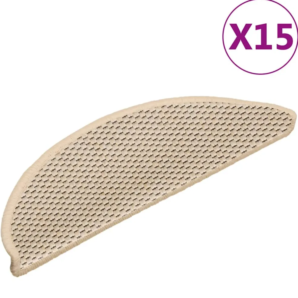 vidaXL Trapmatten zelfklevend 15 st sisal-look 56x17x3 cm berber