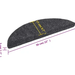 vidaXL Trapmatten Zelfklevend 15 stuks 56x17x3 cm Donkergrijs Halfrond