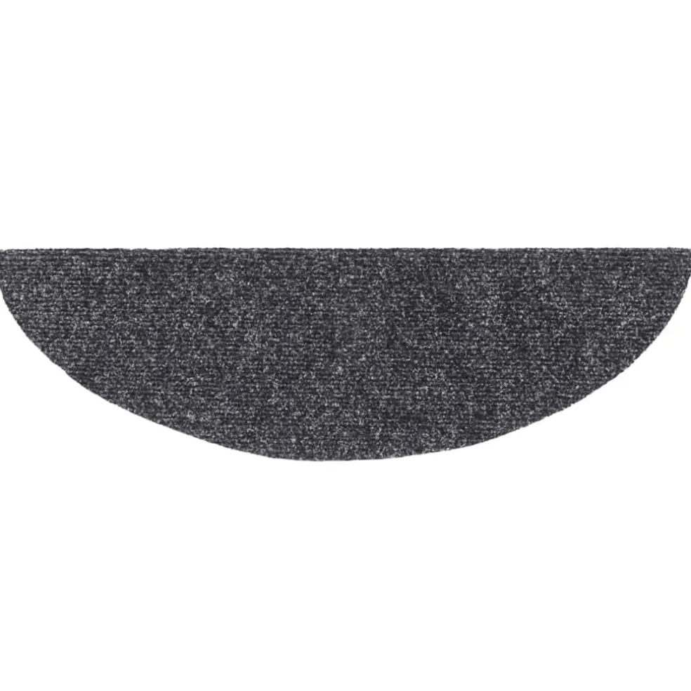 vidaXL Trapmatten Zelfklevend 15 stuks 56x17x3 cm Donkergrijs Halfrond
