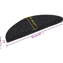 vidaXL Trapmatten Zelfklevend 15 stuks 56x17x3 cm Zwart Halfrond