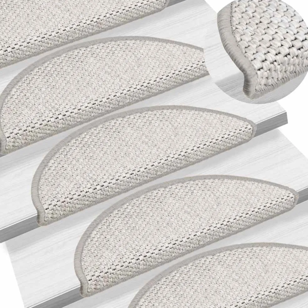 vidaXL Trapmatten zelfklevend 15 st sisal-look 56x17x3 cm platinakleur
