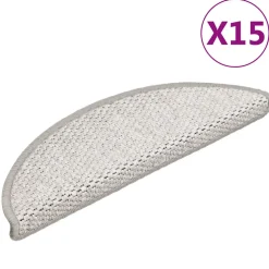vidaXL Trapmatten zelfklevend 15 st sisal-look 56x17x3 cm platinakleur