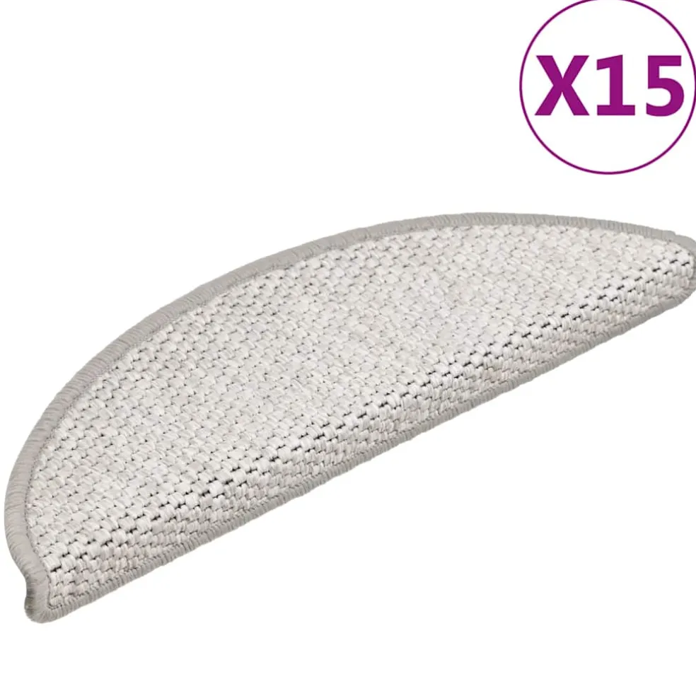 vidaXL Trapmatten zelfklevend 15 st sisal-look 56x17x3 cm platinakleur