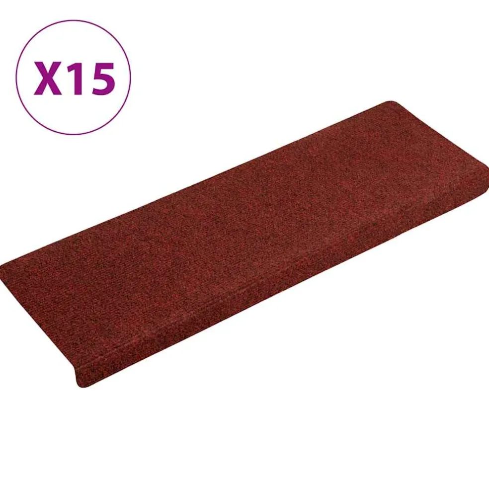 vidaXL Trapmatten Zelfklevend 15 stuks 65x21x4 cm Bordeaux Rood Rechthoekige Rand