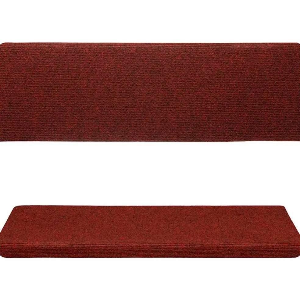vidaXL Trapmatten Zelfklevend 15 stuks 65x21x4 cm Bordeaux Rood Rechthoekige Rand