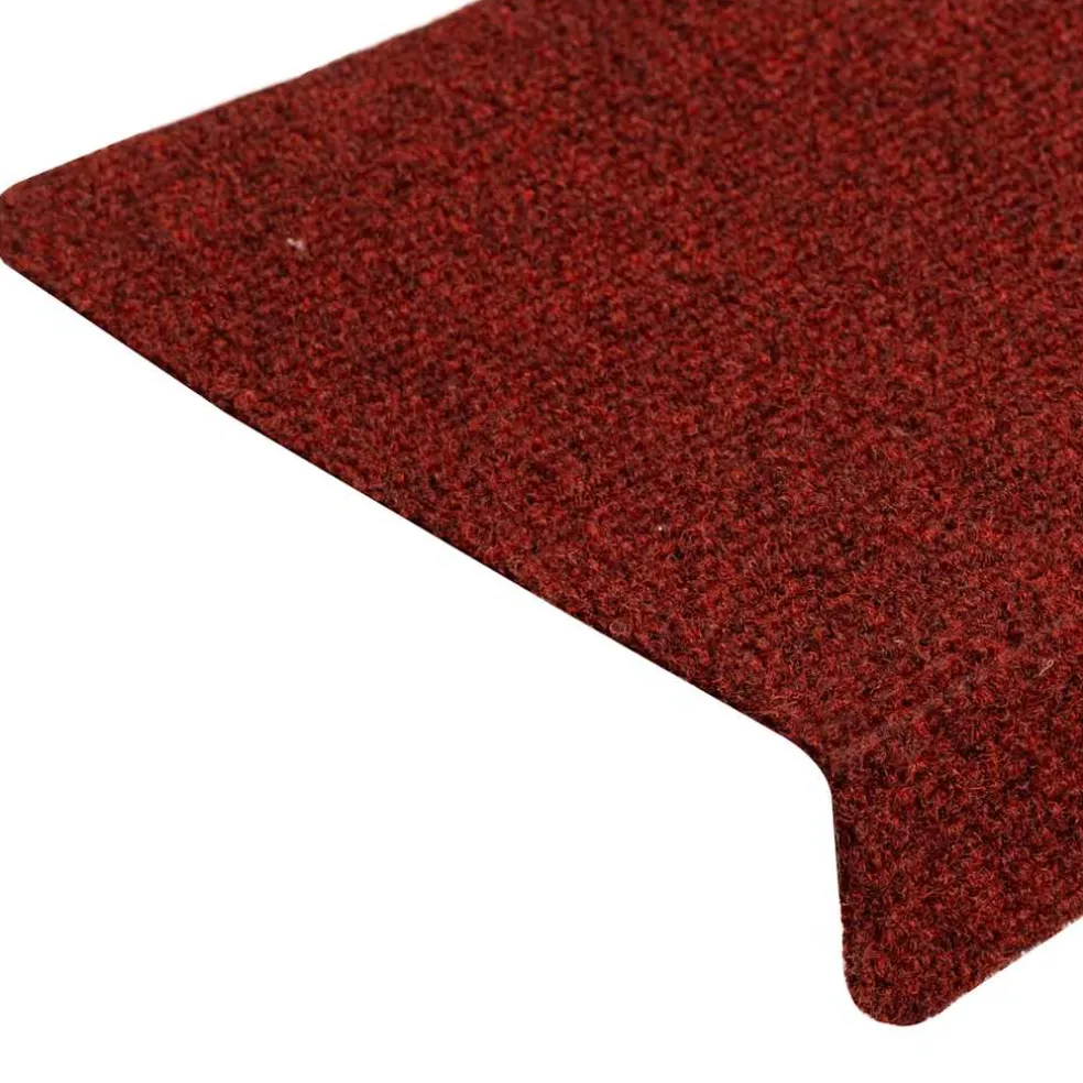 vidaXL Trapmatten Zelfklevend 15 stuks 65x21x4 cm Bordeaux Rood Rechthoekige Rand