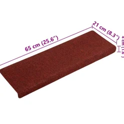 vidaXL Trapmatten Zelfklevend 15 stuks 65x21x4 cm Bordeaux Rood Rechthoekige Rand