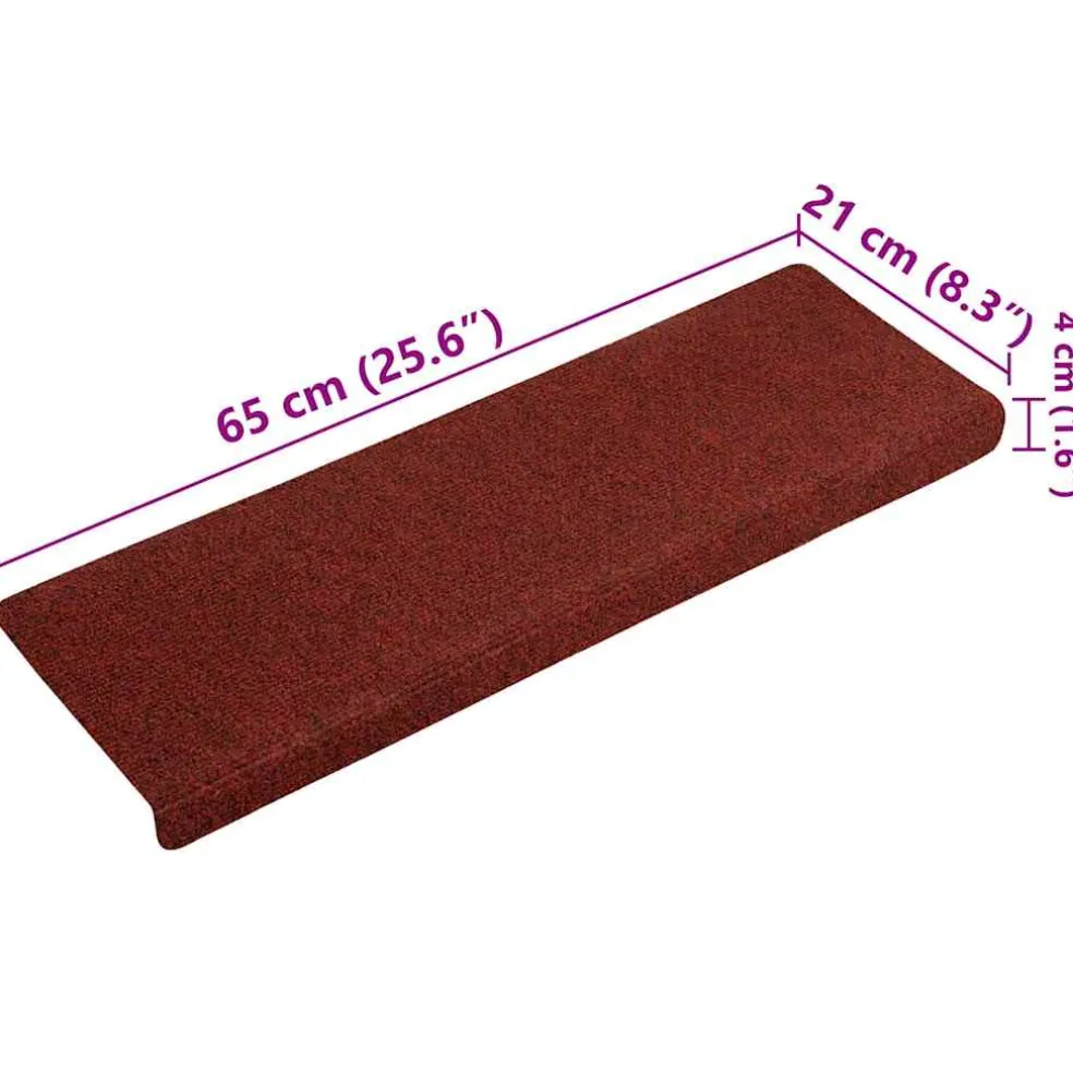 vidaXL Trapmatten Zelfklevend 15 stuks 65x21x4 cm Bordeaux Rood Rechthoekige Rand