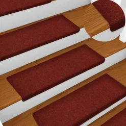 vidaXL Trapmatten Zelfklevend 15 stuks 65x21x4 cm Bordeaux Rood Rechthoekige Rand