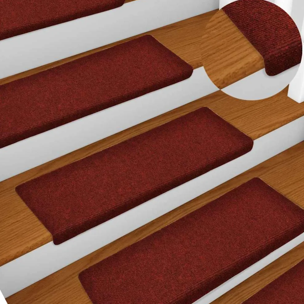 vidaXL Trapmatten Zelfklevend 15 stuks 65x21x4 cm Bordeaux Rood Rechthoekige Rand