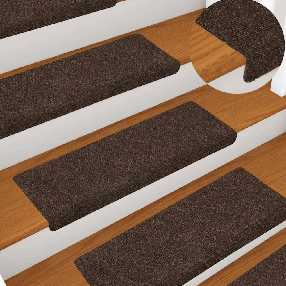 vidaXL Trapmatten zelfklevend 15 stuks 65x21x4 cm bruin rechthoekige rand