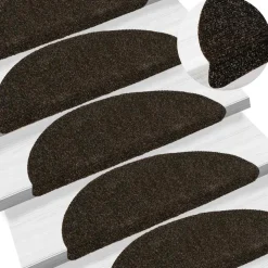 vidaXL Trapmatten Zelfklevend 5 stuks 56x17x3 cm Donkerbruin Halfrond
