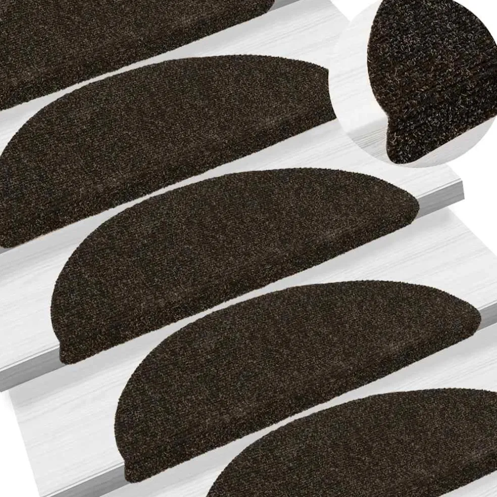 vidaXL Trapmatten Zelfklevend 5 stuks 56x17x3 cm Donkerbruin Halfrond