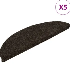vidaXL Trapmatten Zelfklevend 5 stuks 56x17x3 cm Donkerbruin Halfrond