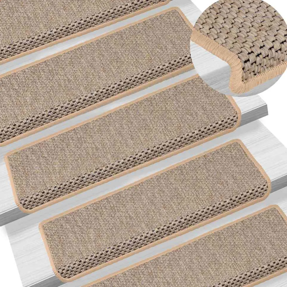 vidaXL Trapmatten zelfklevend 15 st sisal-look 65x21x4 cm lichtbeige