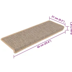 vidaXL Trapmatten zelfklevend 15 st sisal-look 65x21x4 cm lichtbeige