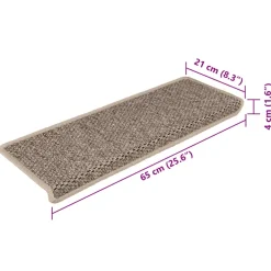 vidaXL Trapmatten zelfklevend 15 st sisal-look 65x21x4 cm donkerbeige