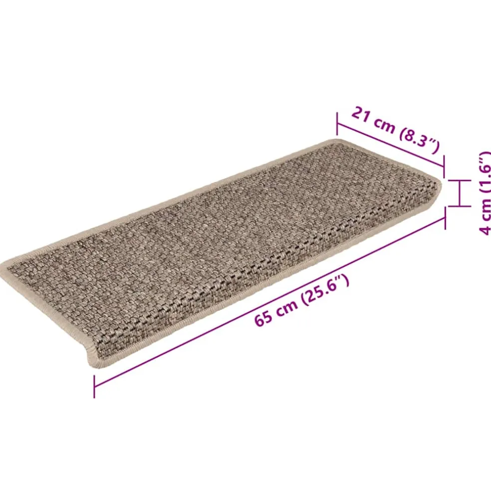 vidaXL Trapmatten zelfklevend 15 st sisal-look 65x21x4 cm donkerbeige