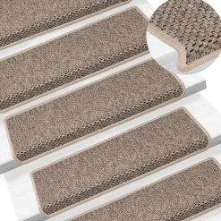 vidaXL Trapmatten zelfklevend 15 st sisal-look 65x21x4 cm donkerbeige