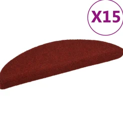 vidaXL Trapmatten Zelfklevend 15 stuks 56x17x3 cm Bordeaux Rood Halfrond