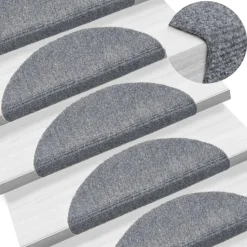vidaXL Trapmatten Zelfklevend 15 stuks 56x17x3 cm Lichtgrijs Halfrond