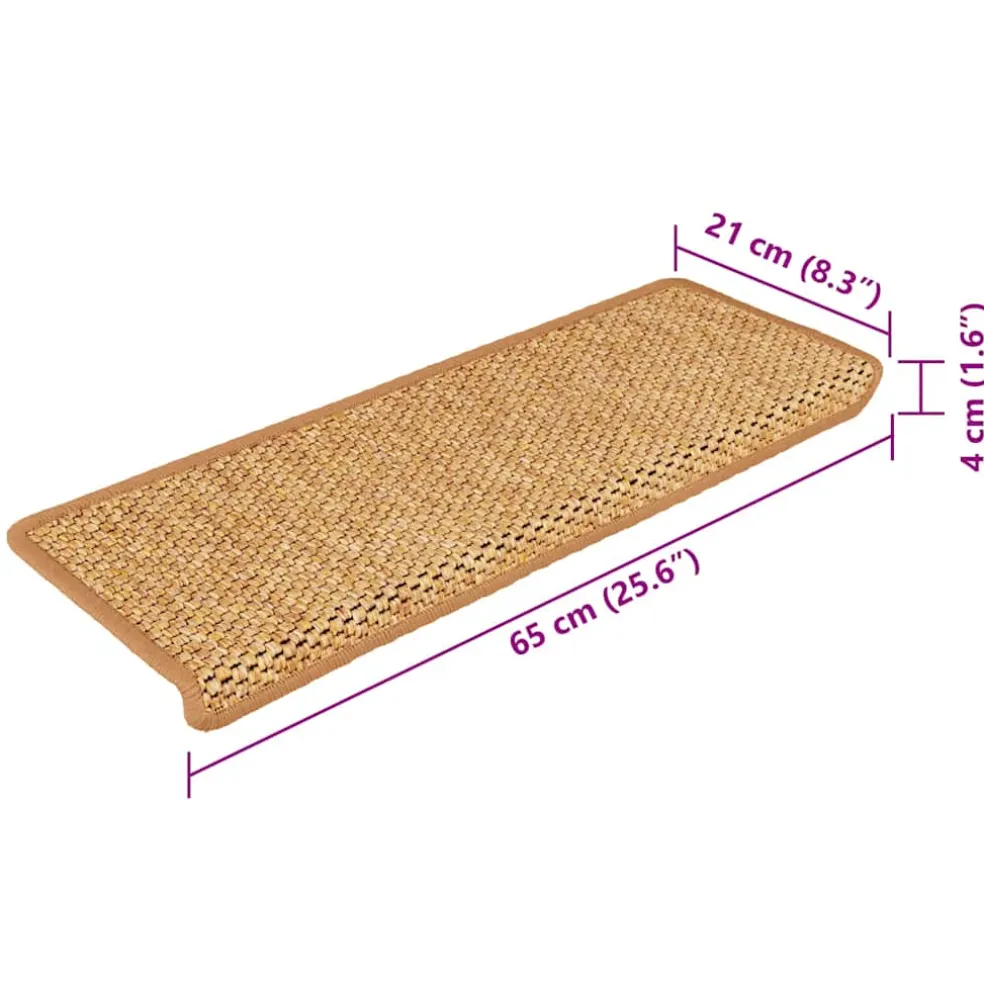 vidaXL Trapmatten zelfklevend 15 st sisal-look 65x21x4 cm sisal