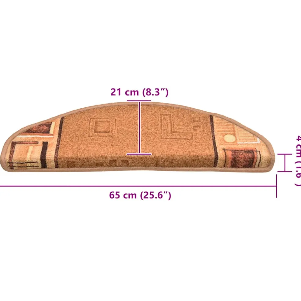 vidaXL Trapmatten Zelfklevend 5 stuks 56x17x3 cm Beige Halfrond