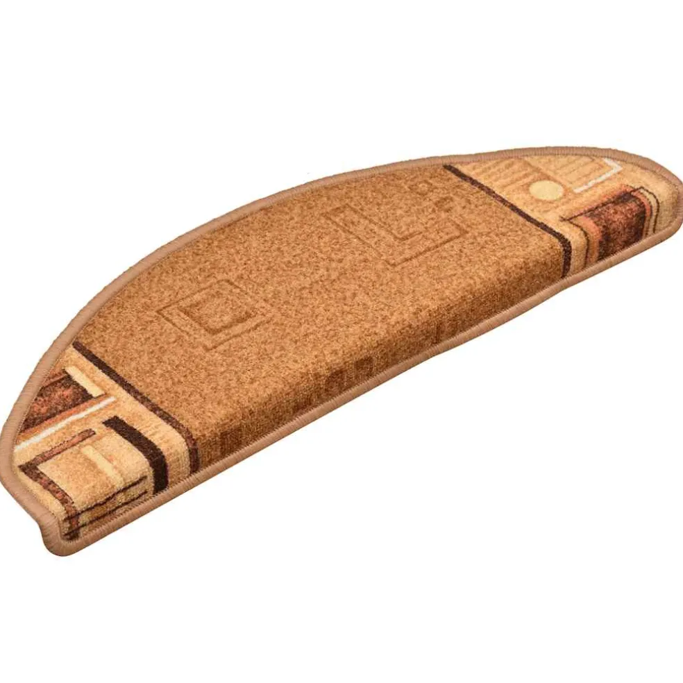 vidaXL Trapmatten Zelfklevend 5 stuks 56x17x3 cm Beige Halfrond