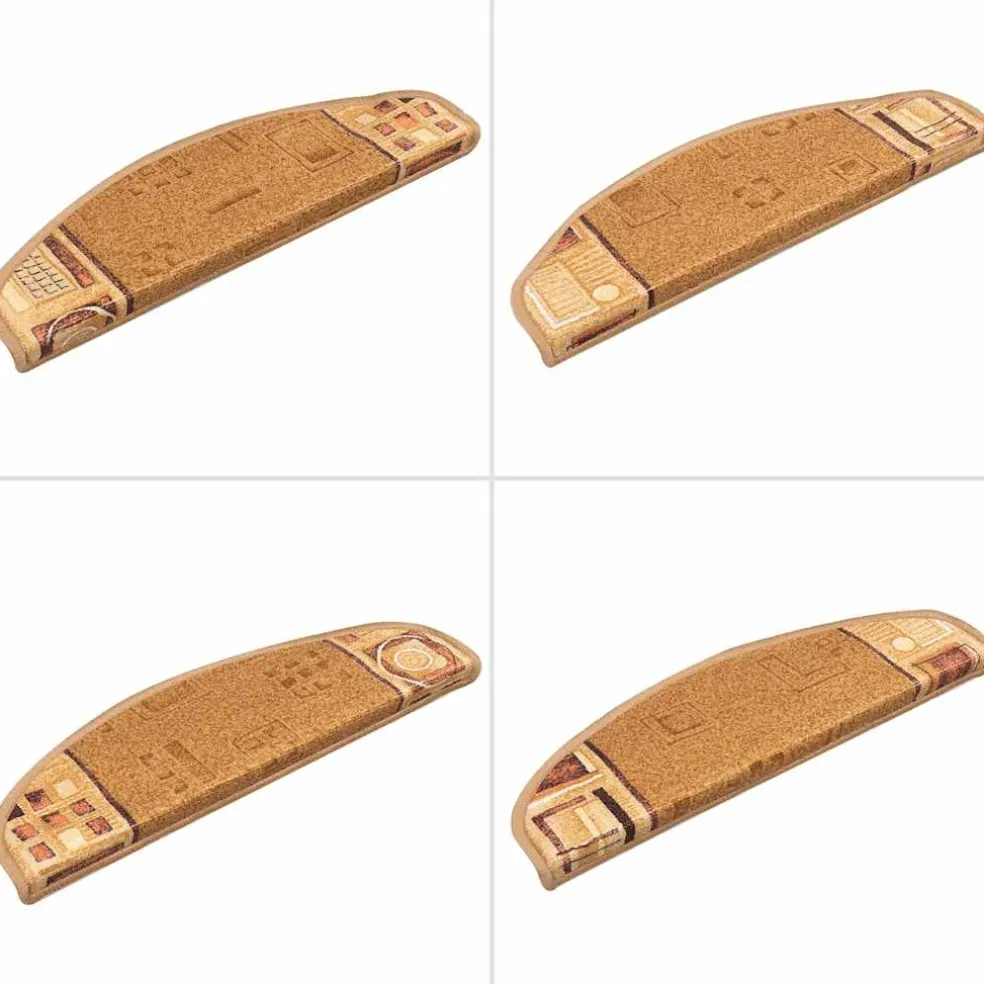 vidaXL Trapmatten Zelfklevend 5 stuks 56x17x3 cm Beige Halfrond