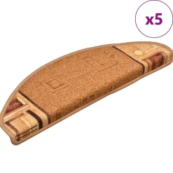 vidaXL Trapmatten Zelfklevend 5 stuks 56x17x3 cm Beige Halfrond