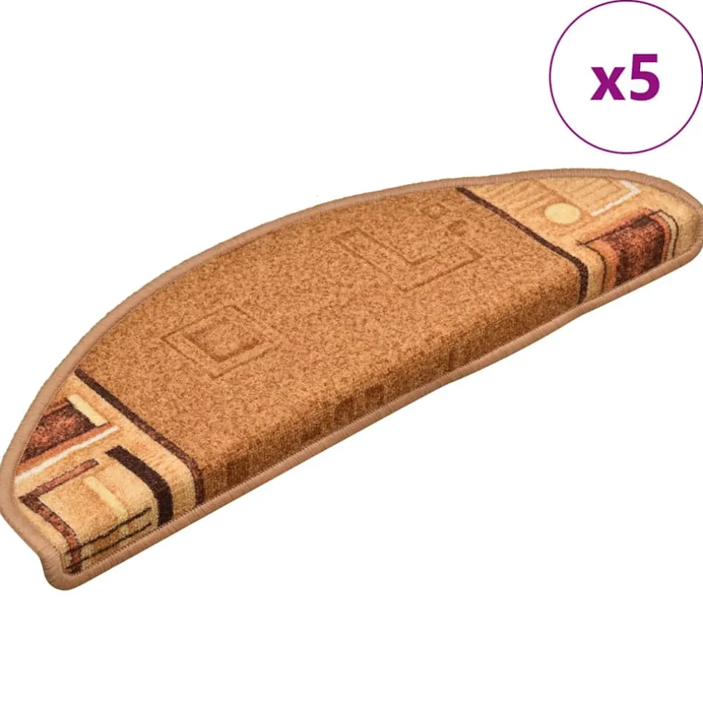 vidaXL Trapmatten Zelfklevend 5 stuks 56x17x3 cm Beige Halfrond